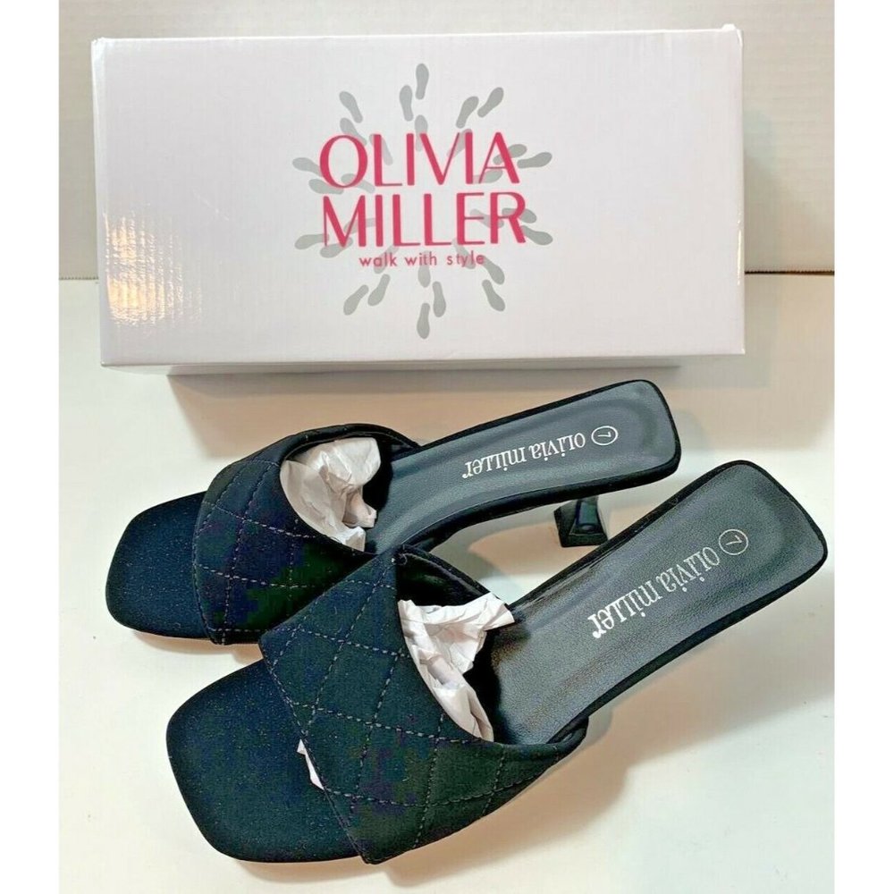 Olivia Miller Woman's Black Slip-On Heels Size 7 New In Box